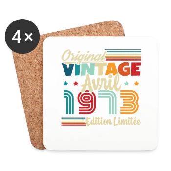 Birthday gift April 1973 Vintage Retro - Coasters (set of 4) - white - Front