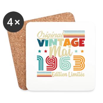 Cadeau D'anniversaire Nées En Mai 1963 - Dessous de verre (lot de 4) - blanc - Devant
