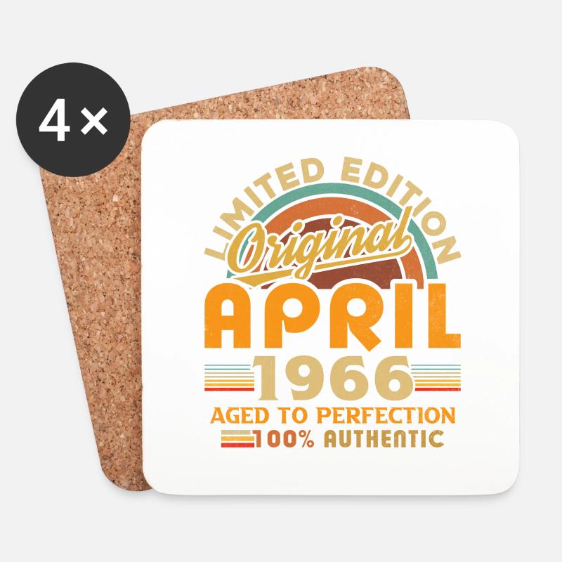 April 1966 Jahrestag April 1966 April - Untersetzer (4er-Set) - Weiß