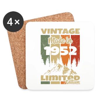 Vintage 1952 Rétro Cadeau D'anniversaire 1952 - Dessous de verre (lot de 4) - blanc - Devant