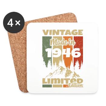 Vintage 1946 Cadeau D'anniversaire 1946 - Dessous de verre (lot de 4) - blanc - Devant