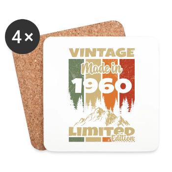 Vintage Rétro 1960 Anniversaire Cadeau 1960 - Dessous de verre (lot de 4) - blanc - Devant