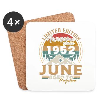 June 1952 Vintage Born in June 1952 Anniversary - Coasters (set of 4) - white - Front