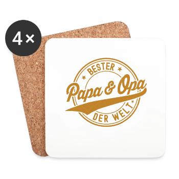 Meilleur Papa & Papy du Monde Humour Cadeau - Dessous de verre (lot de 4) - blanc - Devant