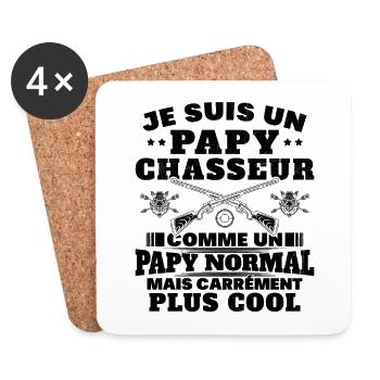 Un Papy Chasseur comme un Papy Normal Cadeau Drôle - Dessous de verre (lot de 4) - blanc - Devant