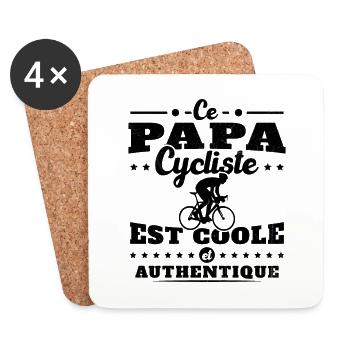 Ce papa cycliste est coole et authentique - Dessous de verre (lot de 4) - blanc - Devant