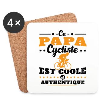 Ce papa cycliste est coole et authentique - Dessous de verre (lot de 4) - blanc - Devant