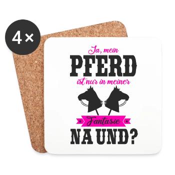 Hobby Horse Mädchen Steckenpferd Reiten Geschenk - Untersetzer (4er-Set) - Weiß - Vorne