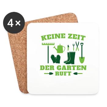 Gärtner | Keine Zeit der Garten ruft - Untersetzer (4er-Set) - Weiß - Vorne