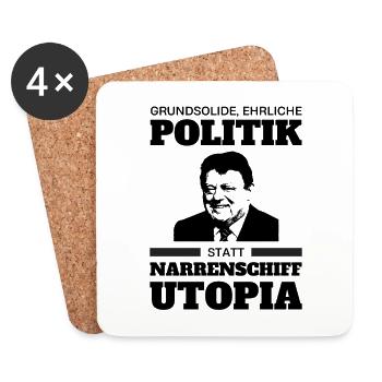 Franz Josef Strauß T-Shirt Narrenschiff Utopia CSU - Untersetzer (4er-Set) - Weiß - Vorne