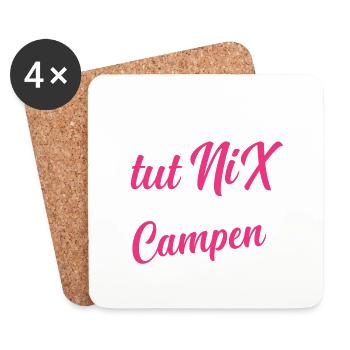 Die Will Nur Campen - Camper & Camping Wohnmobil - Untersetzer (4er-Set) - Weiß - Vorne