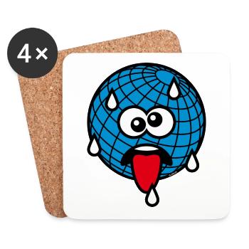 Émoticône / Changement climatique / Réchauffement / Jour de la Terre 4C - Dessous de verre (lot de 4) - blanc - Devant