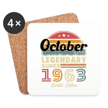 Geschenk Die Legenden wurden im Oktober 1963 geboren - Untersetzer (4er-Set) - Weiß - Vorne