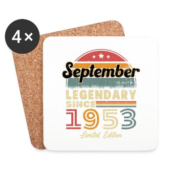 Vintage Nées En Septembre 1953 Cadeau - Dessous de verre (lot de 4) - blanc - Devant