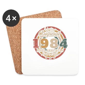 1984 Vintage Anniversaire Rétro Cadeau - Dessous de verre (lot de 4) - blanc - Devant