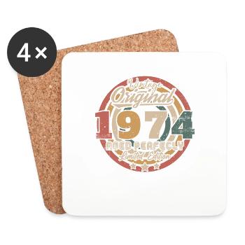 1974 Vintage Retro Cadeau d’anniversaire - Dessous de verre (lot de 4) - blanc - Devant