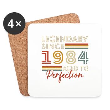 1984 Vintage Anniversaire Rétro Cadeau - Dessous de verre (lot de 4) - blanc - Devant