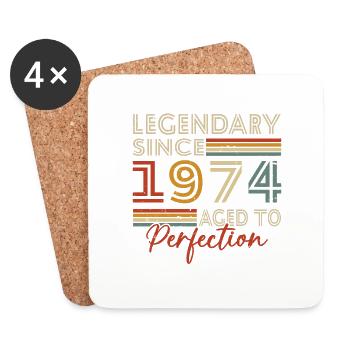1974 Vintage Retro Cadeau d’anniversaire - Dessous de verre (lot de 4) - blanc - Devant