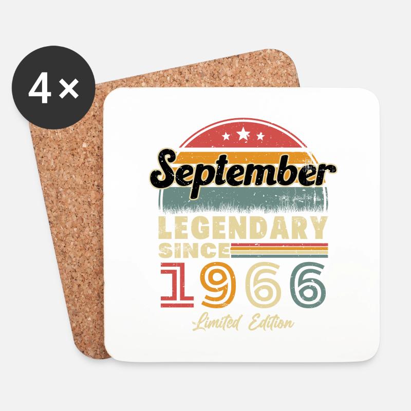 Vintage-Geburtstagsgeschenk vom September 1966 - Untersetzer (4er-Set) - Weiß