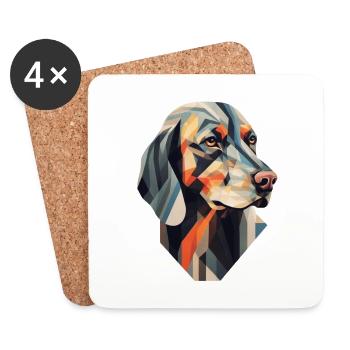 Hund - stylish, modern, abstrakt - Hundekunst - Untersetzer (4er-Set) - Weiß - Vorne