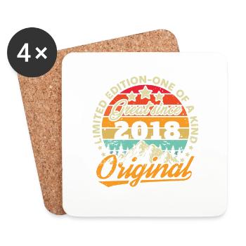 Geburtstagsgeschenk, Jahrgang 2018 - Untersetzer (4er-Set) - Weiß - Vorne