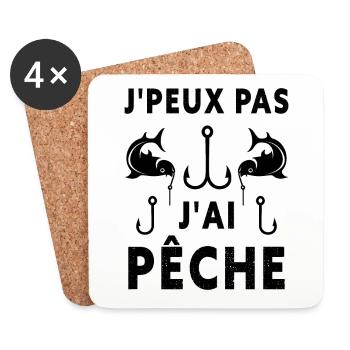 J'peux Pas J'ai Pêcheur Pêche - Dessous de verre (lot de 4) - blanc - Devant