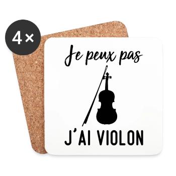je peux pas j'ai violon music - Dessous de verre (lot de 4) - blanc - Devant