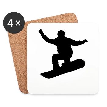 Snowboard, Halfpipe, Sports d’hiver, Vacances au ski - Dessous de verre (lot de 4) - blanc - Devant