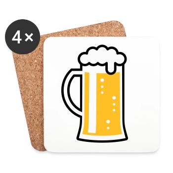 Maßkrug (Bier / Bierseidel / Bierglas / L / 3C) - Untersetzer (4er-Set) - Weiß - Vorne
