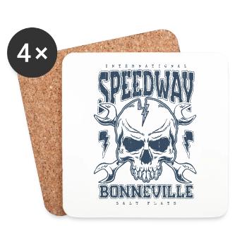 Bonneville Salt Flats Voiture de course rétro vintage - Dessous de verre (lot de 4) - blanc - Devant
