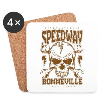 Bonneville Salt Flats Voiture de course rétro vintage - Dessous de verre (lot de 4) - blanc - Devant