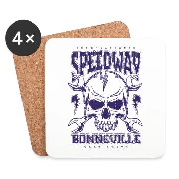 Bonneville Salt Flats Voiture de course rétro vintage - Dessous de verre (lot de 4) - blanc - Devant