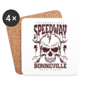 Bonneville Salt Flats Voiture de course rétro vintage - Dessous de verre (lot de 4) - blanc - Devant