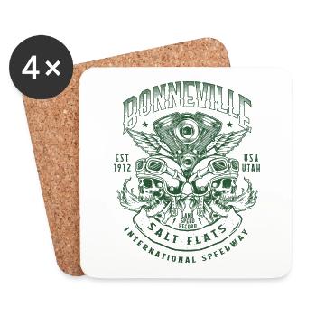Bonneville Salt Flats Course de moto Vintage - Dessous de verre (lot de 4) - blanc - Devant