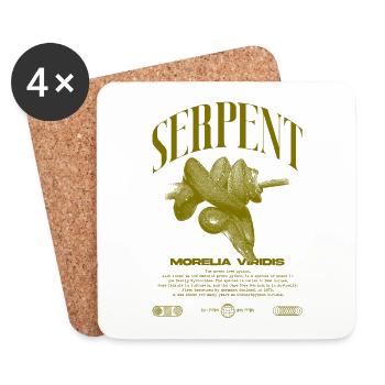 Green Tree Python Modern Reptile Keeper Streetwear - Coasters (set of 4) - white - Front