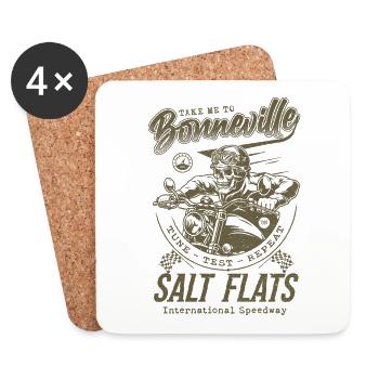 Bonneville Salt Flats Motorradrennen Vintage - Untersetzer (4er-Set) - Weiß - Vorne