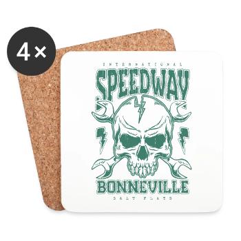 Bonneville Salt Flats Voiture de course rétro vintage - Dessous de verre (lot de 4) - blanc - Devant
