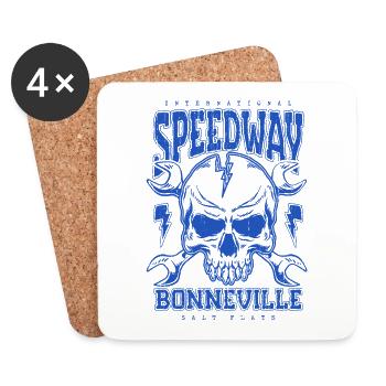 Bonneville Salt Flats Voiture de course rétro vintage - Dessous de verre (lot de 4) - blanc - Devant