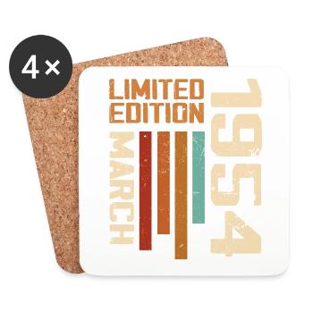 March 1954 Birthday 1954 Retro 1954 March - Coasters (set of 4) - white - Front