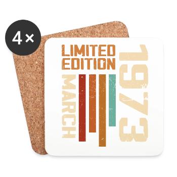 Mars 1973 Anniversaire 1973 Retro 1973 Mars - Dessous de verre (lot de 4) - blanc - Devant