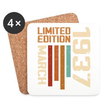 March 1937 Birthday 1937 Retro 1937 March - Coasters (set of 4) - white - Front