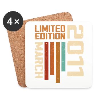 March 2011 Anniversary 2011 Retro 2011 March - Coasters (set of 4) - white - Front