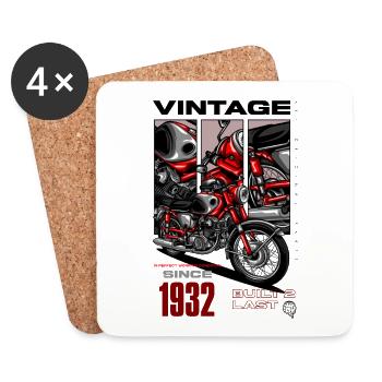 Moto Vintage Motards Motard Anniversaire 1932 - Dessous de verre (lot de 4) - blanc - Devant