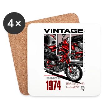 Vintage Motorcycle Bikers Motorbike Birthday 1974 - Coasters (set of 4) - white - Front