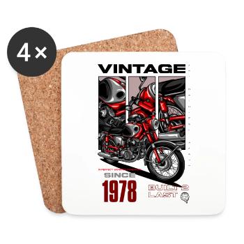 Moto Vintage Motards Motard Anniversaire 1978 - Dessous de verre (lot de 4) - blanc - Devant