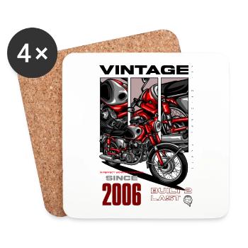Vintage Motorrad Biker Motorrad Geburtstag 2006 - Untersetzer (4er-Set) - Weiß - Vorne