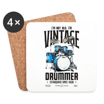 I'm Not Old I'm Vintage Retro 1936 Drummer - Coasters (set of 4) - white - Front