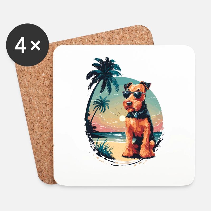 Airedale Terrier - Untersetzer (4er-Set) - Weiß