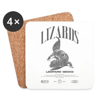 Leopard Gecko Modern Reptile Keeper Streetwear - Untersetzer (4er-Set) - Weiß - Vorne