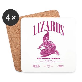 Leopard Gecko Modern Reptile Keeper Streetwear - Untersetzer (4er-Set) - Weiß - Vorne